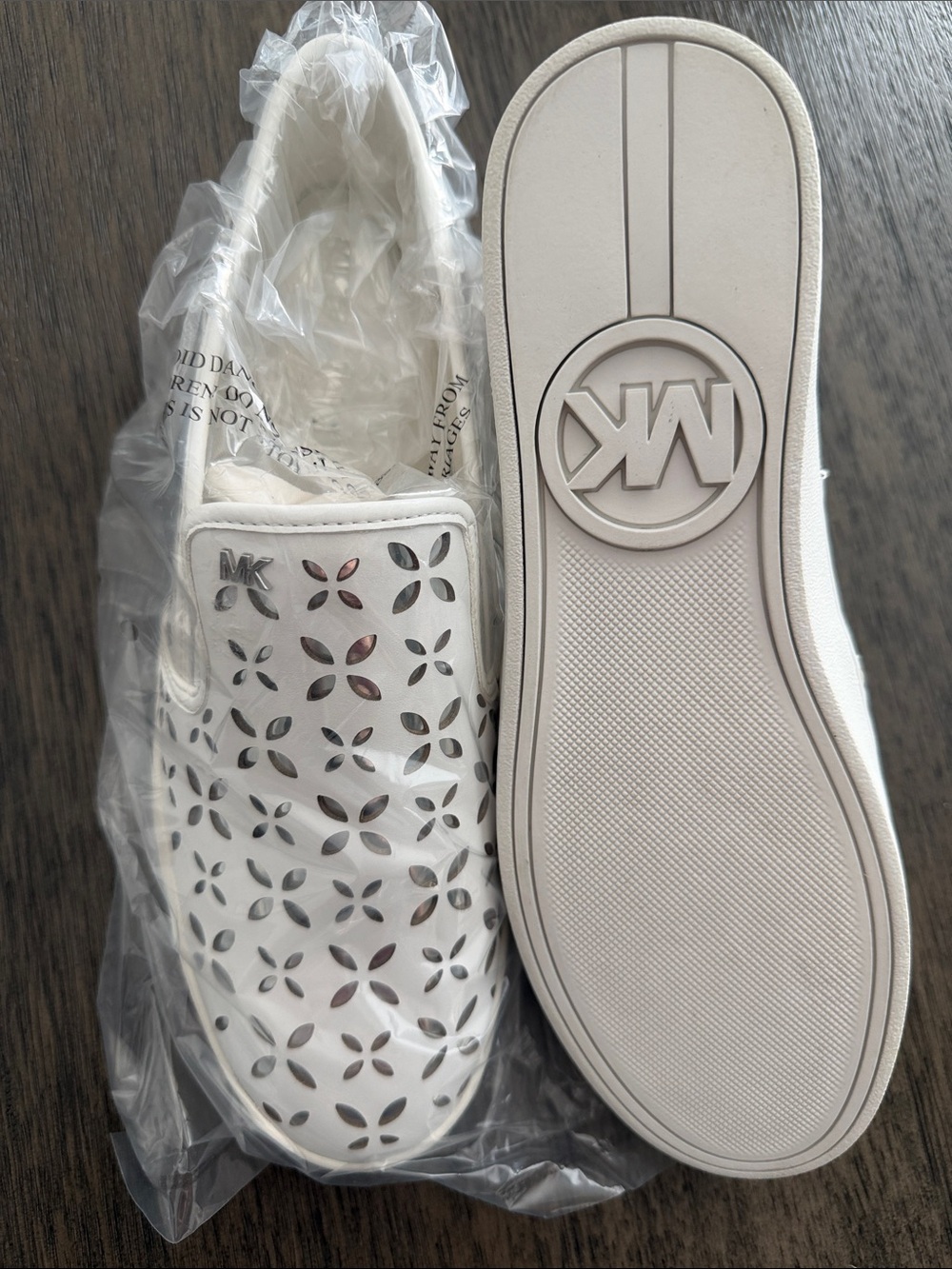 MICHAEL Michael Kors White Perforated Floral Slip-On Flats - Picture 2 of 2